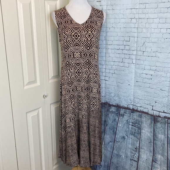 Soft Surrounding Tulum Sleeveless Jersey Maxi Tank Dress M Lagenlook Geo Print - Picture 3 of 16